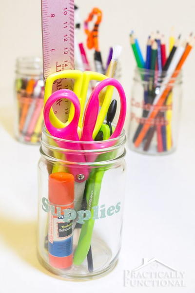 Mason Jar School Supply Organizer