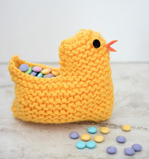 Knit Easter Chick Basket Knit Easter Chick Basket