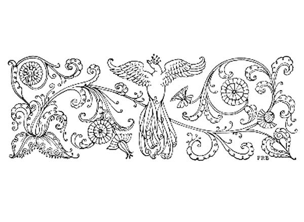 Vintage Phoenix Motif to Colour Vintage Phoenix Motif to Colour