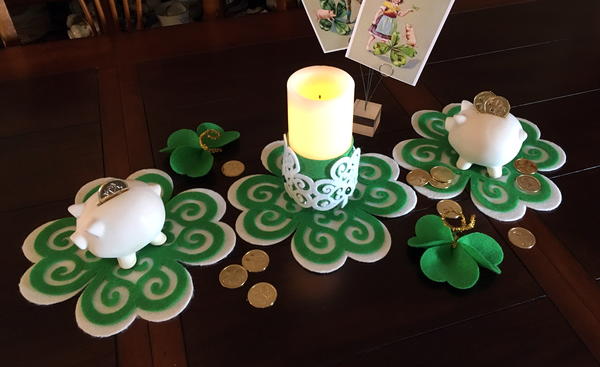 Felt Shamrock Place Mat and Candle Collar Felt Shamrock Place Mat and Candle Collar