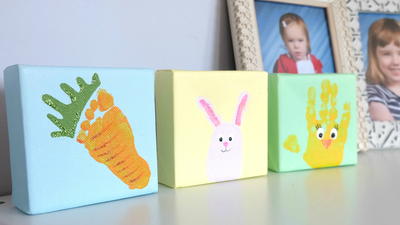 Easter Handprint and Footprint Canvas Critters
