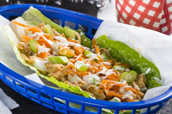 Lettuce-Hugged Buffalo Chicken Wrap