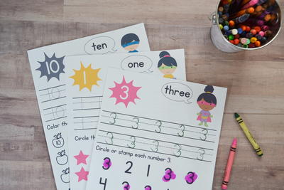 Super Hero Numbers Worksheets