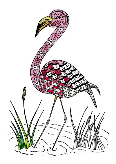 Graceful Flamingo Adult Coloring Page