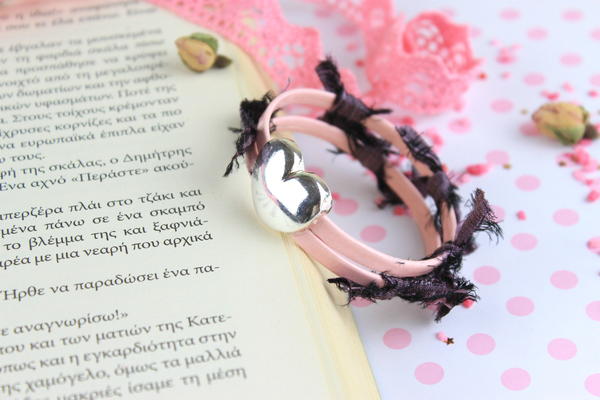 Double Layer Leather Bracelet with a Heart Double Layer Leather Bracelet with a Heart