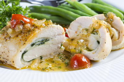 Basil and Cheese-Stuffed Chicken