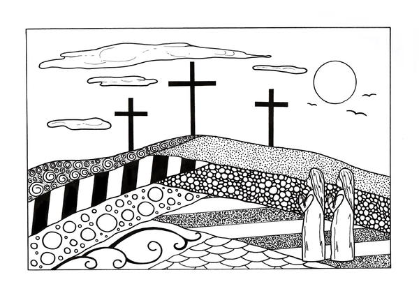 Golgotha Christian Coloring Page for Adults Golgotha Christian Coloring Page for Adults