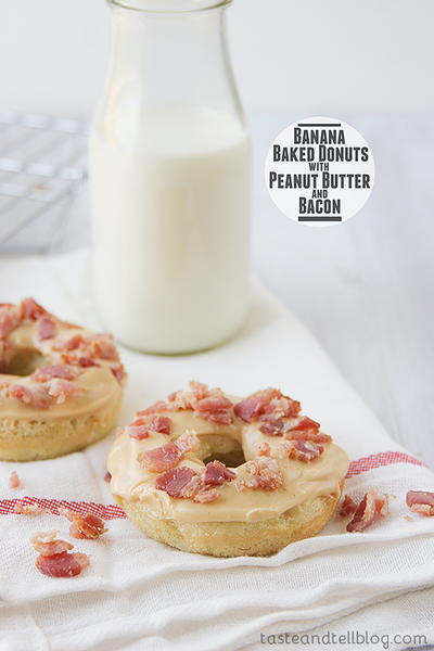 Better than Dunkin Banana Baked Donuts with Peanut Butter and Bacon