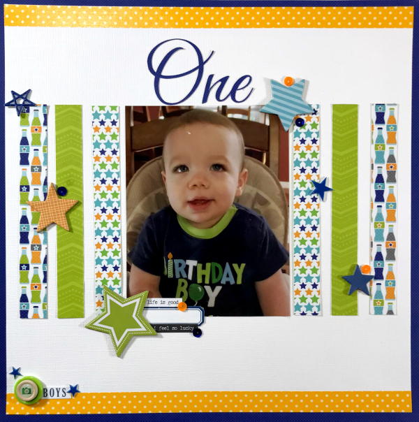 Happy 1st Birthday Boy Scrapbook Layout Happy 1st Birthday Boy Scrapbook Layout