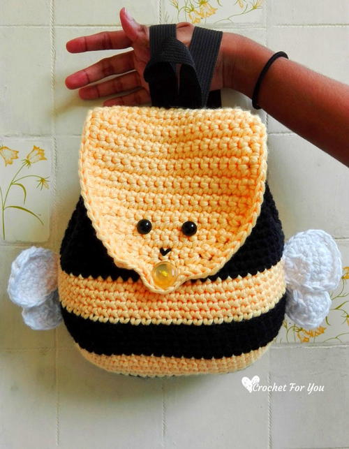 Crochet Bumble Bee Backpack Crochet Bumble Bee Backpack