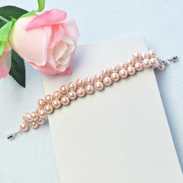 Pink Glass Pearl Beads Bracelet Pink Glass Pearl Beads Bracelet