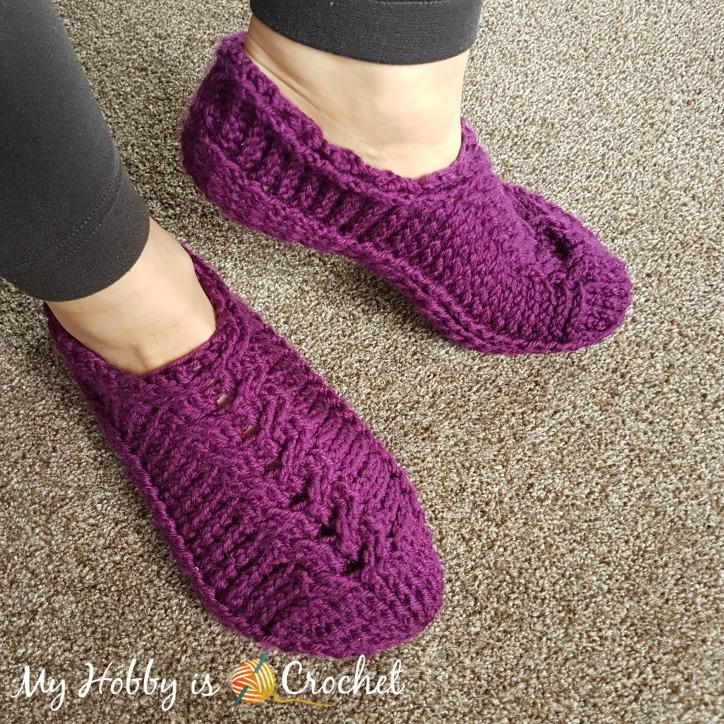 wool cable slippers