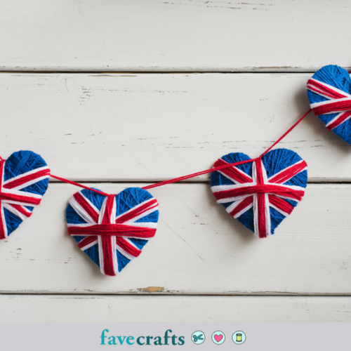 Union Jack Yarn Heart Garland Union Jack Yarn Heart Garland