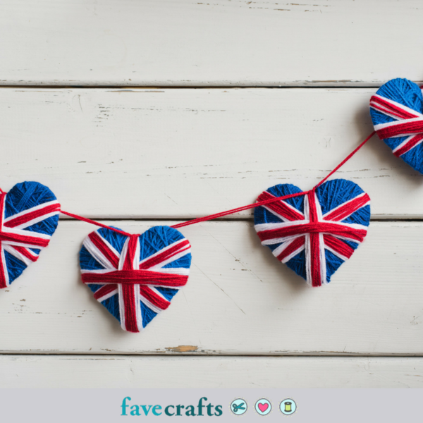 Union Jack Yarn Heart Garland Union Jack Yarn Heart Garland