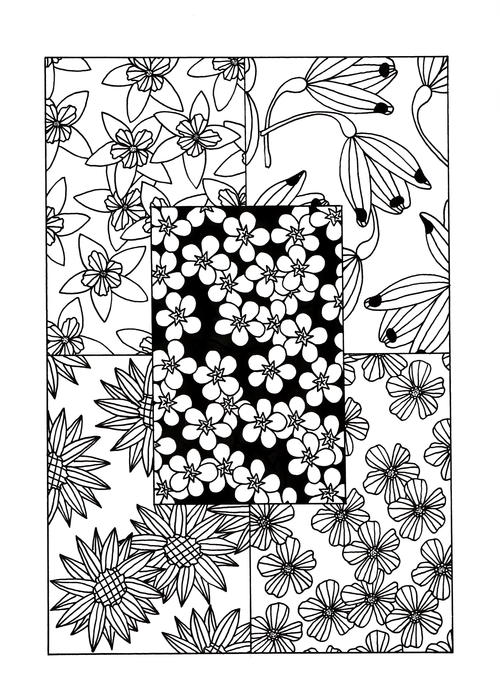Floral Explosion Adult Coloring Page Floral Explosion Adult Coloring Page
