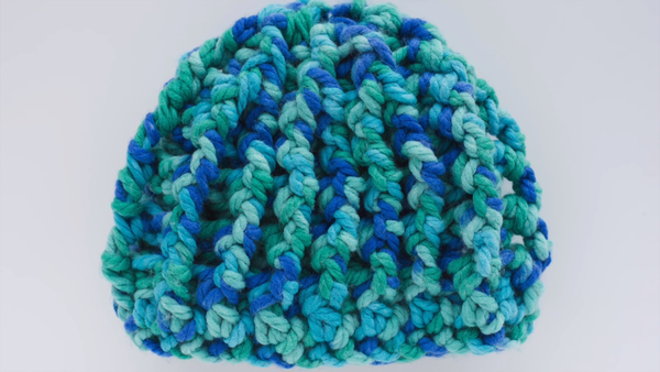 Image shows the Chunky Ribbed Crochet Hat.