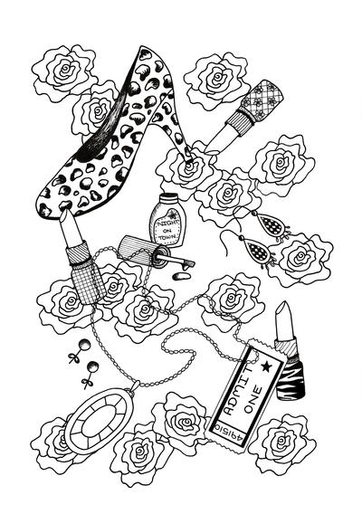 Night Out Adult Coloring Page
