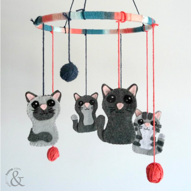 Adorable Cat and Yarn Mobile for Baby Adorable Cat and Yarn Mobile for Baby