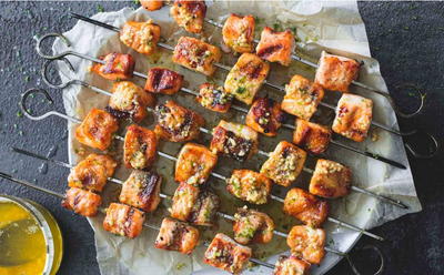 5-Ingredient Buttery Salmon Kabobs