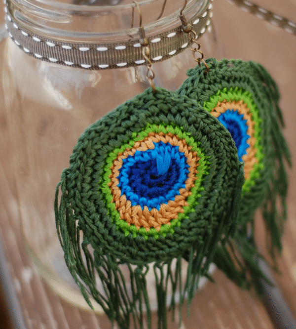 Peacock Crochet Earrings