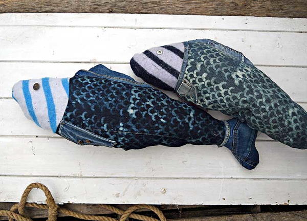 Upcycled Denim Fish Pillows Upcycled Denim Fish Pillows