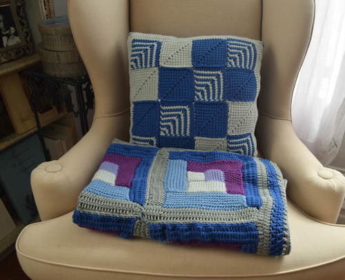 Tunisian Crochet Log Cabin Sampler Blanket Tunisian Crochet Log Cabin Sampler Blanket