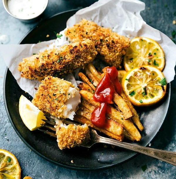 One Pan Easy Baked Fish and Chips