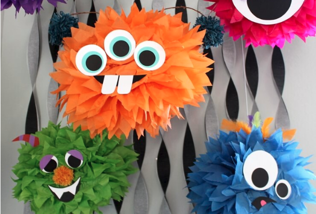 Halloween DIY Tissue Paper Pom Poms Halloween DIY Tissue Paper Pom Poms