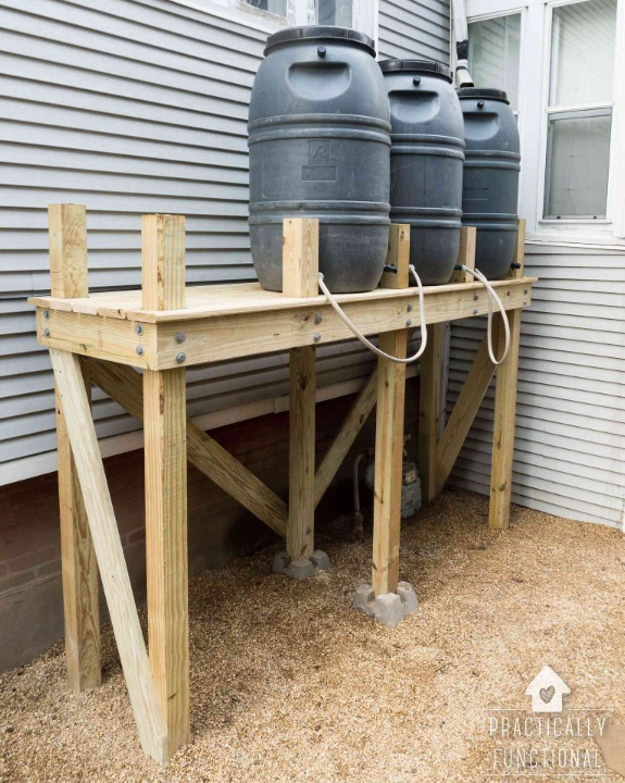 DIY Rain Barrel Stand | CheapThriftyLiving.com