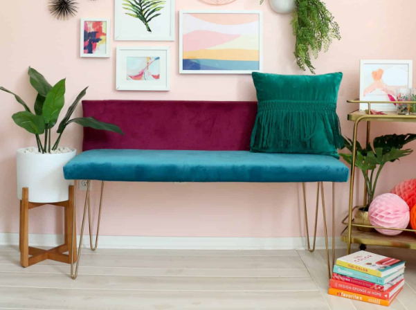 DIY Color Blocked Velvet Bench DIY Color Blocked Velvet Bench