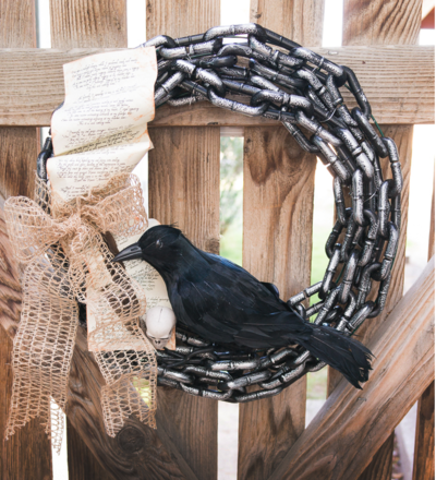 Edgar Allan Poe Inspired Raven Halloween Wreath