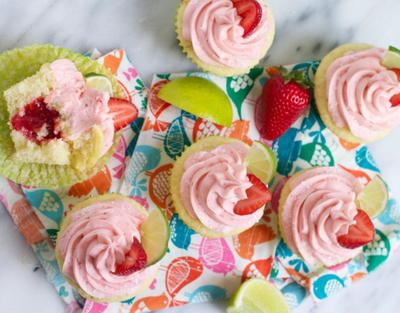 Strawberry Margarita Filled Cupcakes