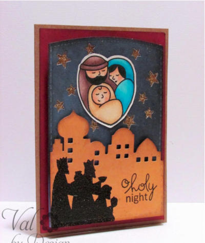 Holy Night Christmas Card Stamps Craft