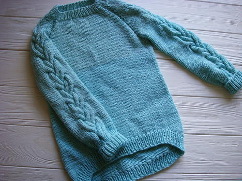 Top Down Sky Blue Raglan Sweater Top Down Sky Blue Raglan Sweater