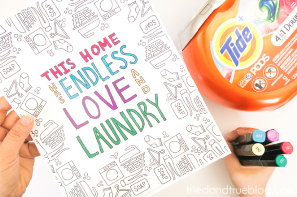 Love and Laundry Free Adult Coloring Page