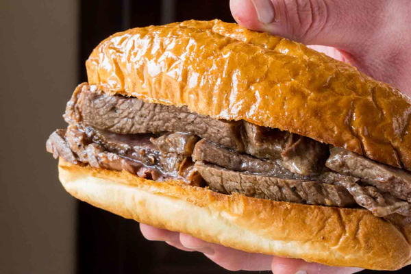 Slow Cooker Beer Braised Beef Dip Sandwiches