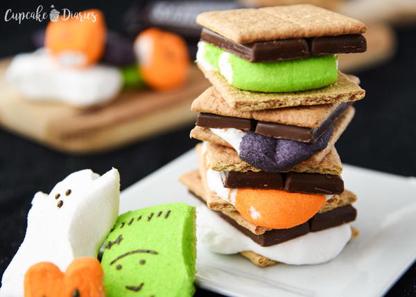 Colorful Halloween Smores with Peeps Colorful Halloween Smores with Peeps