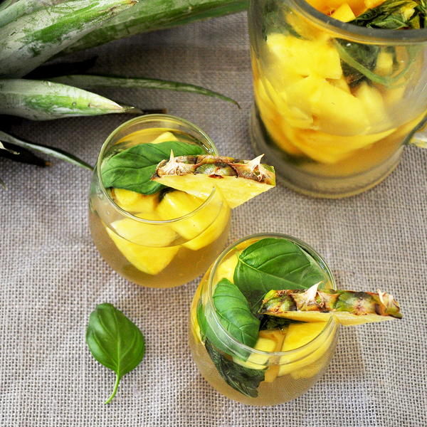Basil and Pineapple Moscato Sangria Basil and Pineapple Moscato Sangria