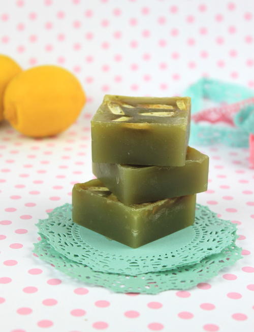 Handmade Soap with Lemon and Matcha Tea Handmade Soap with Lemon and Matcha Tea
