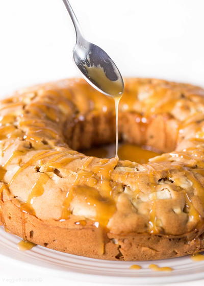 Apple Coffee Cake with Homemade Caramel Sauce Drizzle