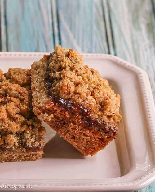 Strawberry Rhubarb Crumble Bars with Pistachios