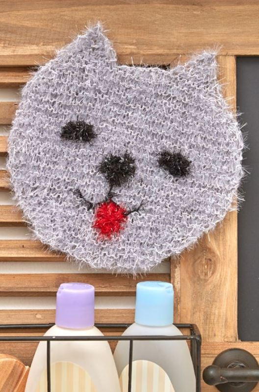 Knitted Cat Face Scrubby Knitted Cat Face Scrubby