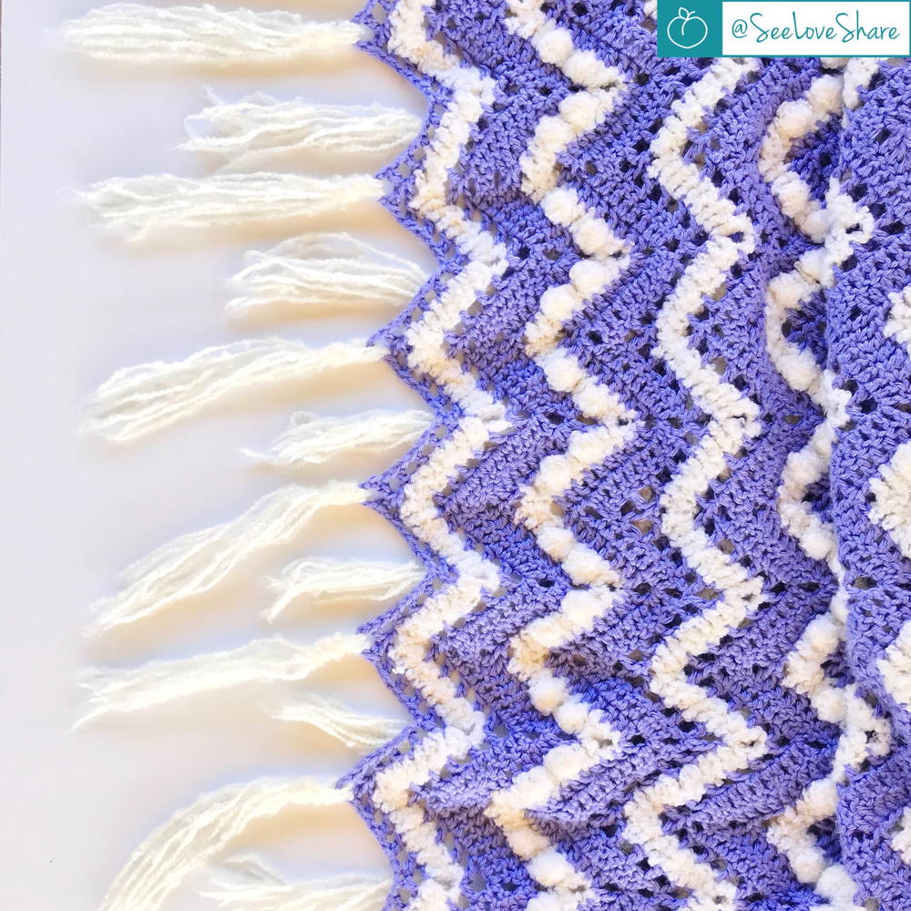Crochet Purple /& Puff Chevron Blanket