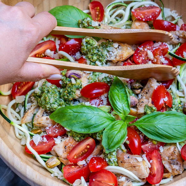 Healthy Pesto Chicken Zoodles