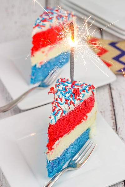 Red White and Blue Cheesecake Cake