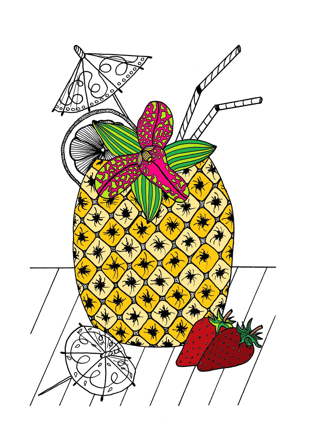 Tropical Island Cocktail Coloring Page Favecrafts Com
