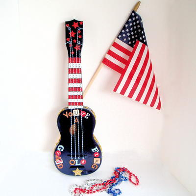 Ukulele Upcycled Patriotic Wall Art