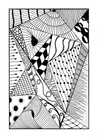 Trippy Zentangle Triangles Adult Coloring Page Trippy Zentangle Triangles Adult Coloring Page