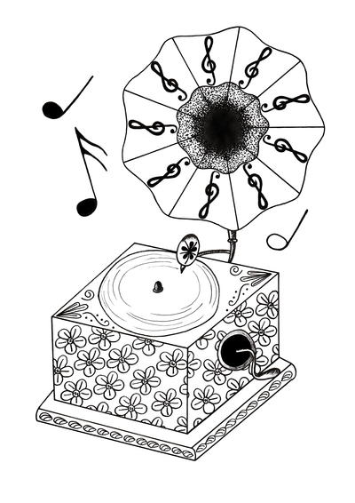 Vintage Gramophone Adult Coloring Page Vintage Gramophone Adult Coloring Page
