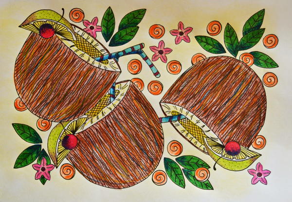 Tropical Drinks Adult Coloring Page Tropical Drinks Adult Coloring Page